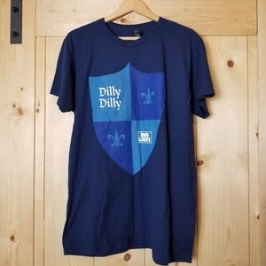 Bud Light Dilly Dilly Slogan Screenprint Graphic  Cotton T-shirt